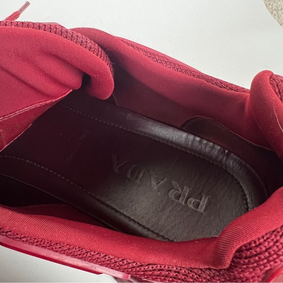 Prada Cloudburst Thunder Red Neoprene Rubber Lugged Sneakers - Picture 10 of 11